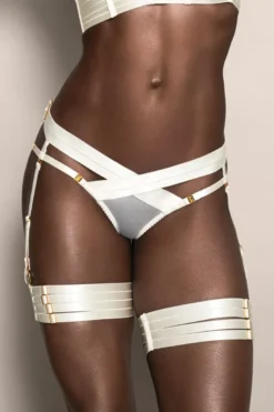 Bordelle Lingerie - Webbed Garters Strumpfband Set - Cream
