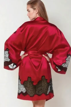 Coemi - Ayana Satin Kimono - Rot