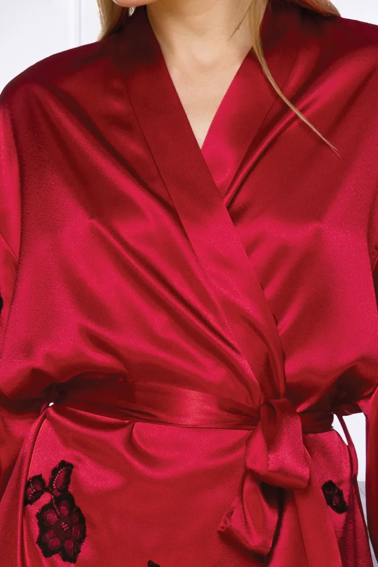 Coemi - Ayana Satin Kimono - Rot
