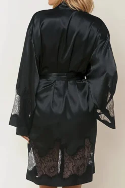 Coemi - Ayana Satin Kimono - Schwarz