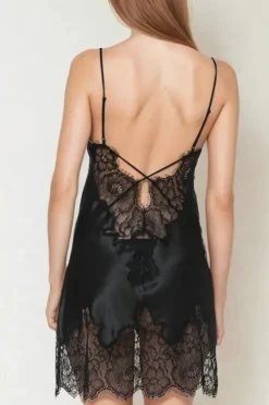 Coemi - Ayana Satin Slip Dress - Schwarz