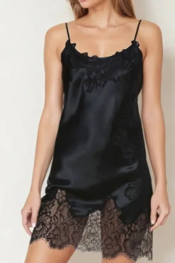 Coemi - Ayana Satin Slip Dress - Schwarz
