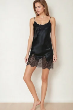 Coemi - Ayana Satin Slip Dress - Schwarz