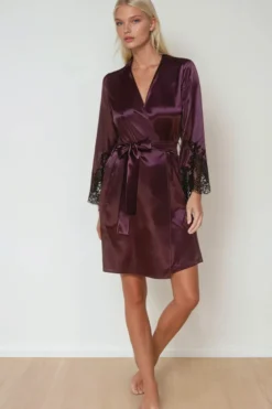 Coemi - Jemma Satin Kimono - Damson/Schwarz