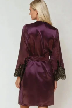 Coemi - Jemma Satin Kimono - Damson/Schwarz