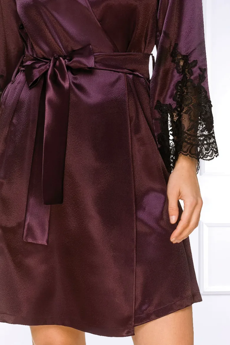 Coemi - Jemma Satin Kimono - Damson/Schwarz