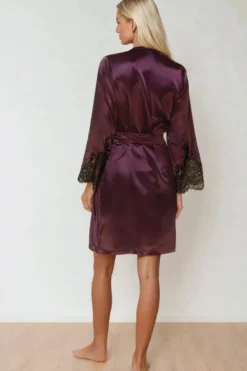 Coemi - Jemma Satin Kimono - Damson/Schwarz