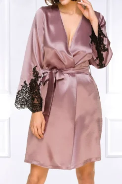 Coemi - Jemma Satin Kimono - Dusty Pink/Schwarz