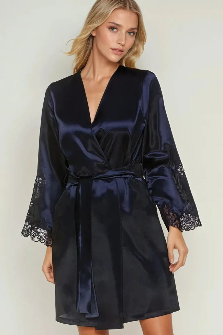 Coemi - Kristina Satin Kimono - Dark Navy