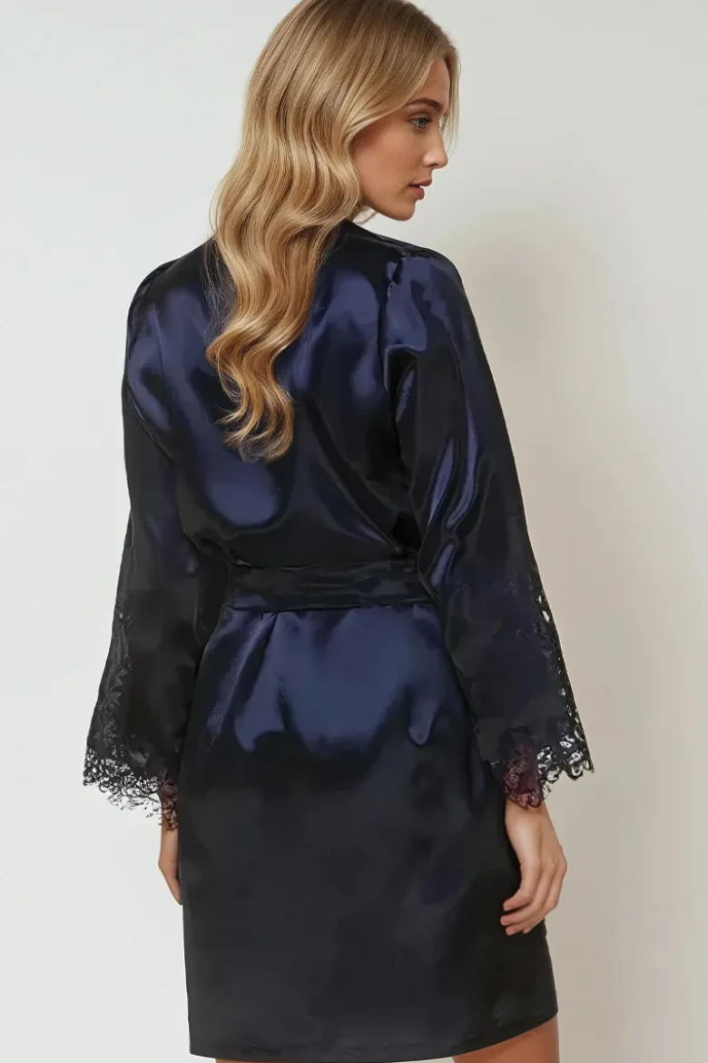 Coemi - Kristina Satin Kimono - Dark Navy