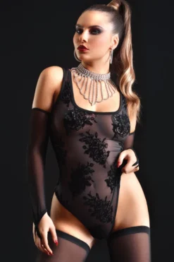 Maison Catanzaro - Kat Mesh Stringbody - Schwarz