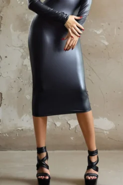 Maison Catanzaro - Lexi Wetlook Kleid - Schwarz