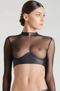 Maison Close - Chambre Noire Bolero Top - Wetlook Schwarz