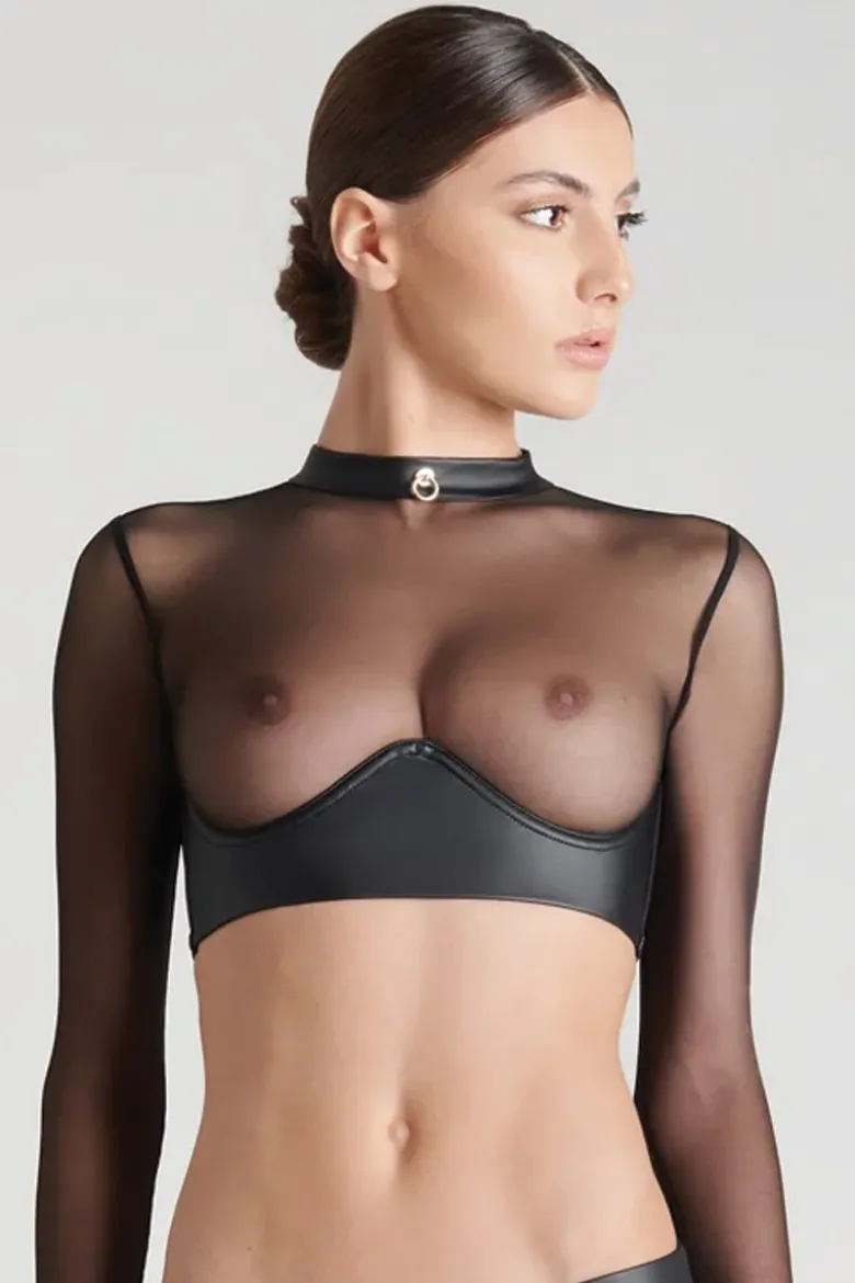 Maison Close - Chambre Noire Bolero Top - Wetlook Schwarz
