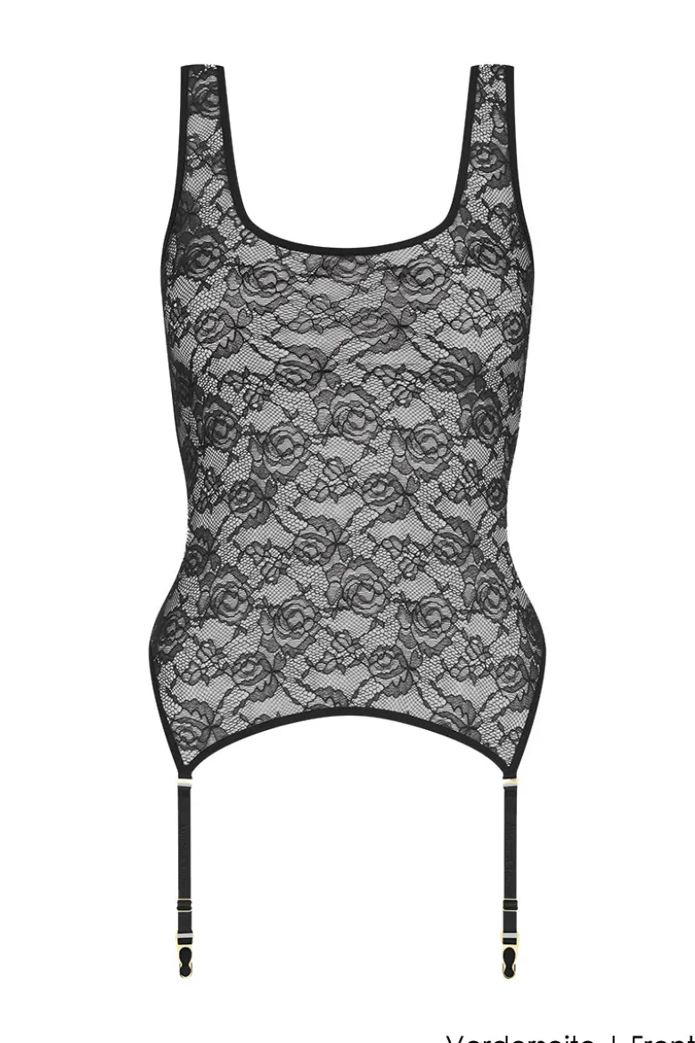 Maison Close - Flashback Tank Top mit Strapsen - Schwarz