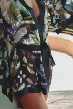 Marjolaine - Camille Seiden Kimono - Schwarz