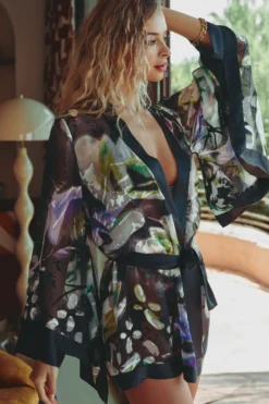 Marjolaine - Camille Seiden Kimono - Schwarz