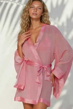 Marjolaine - Felicite Seiden Kimono - Blush Pink