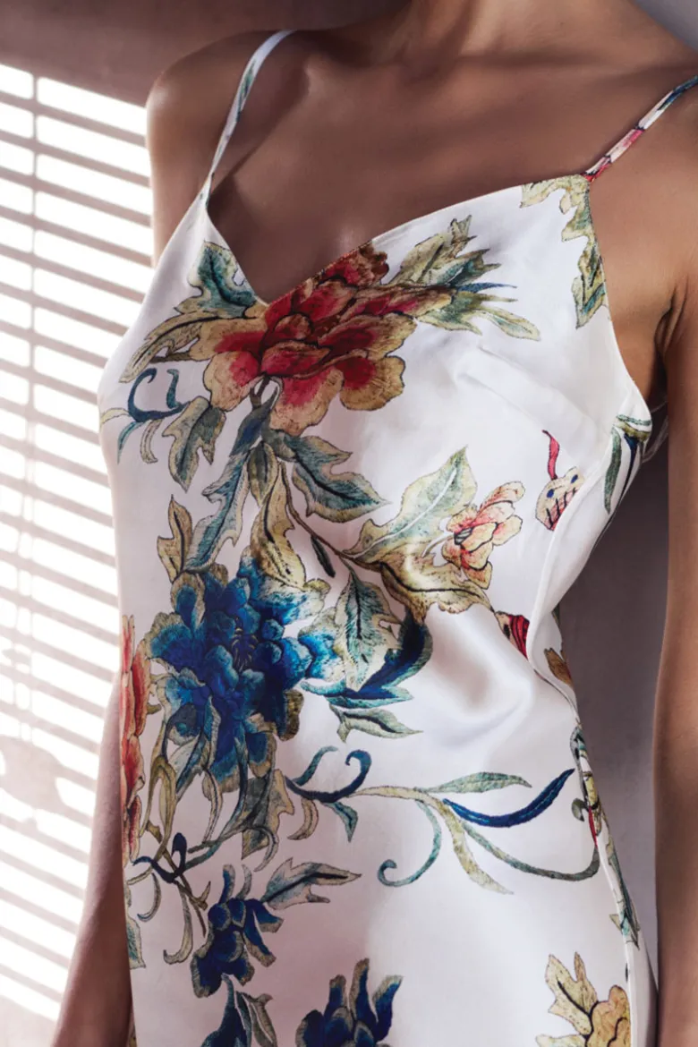 Marjolaine - Flower Seiden Negligee - Mehrfarbig