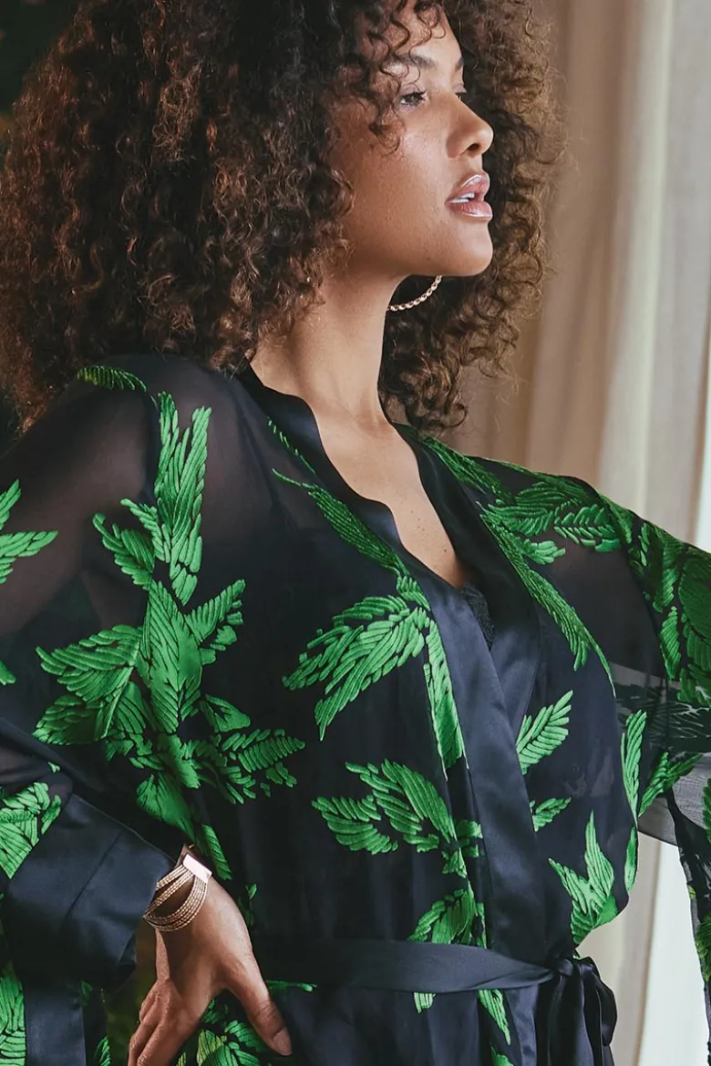 Marjolaine - Jeune Seiden Kimono - Schwarz Grün
