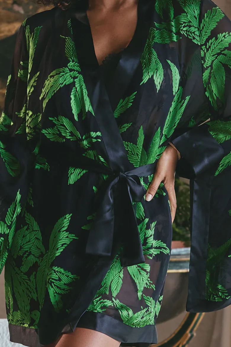Marjolaine - Jeune Seiden Kimono - Schwarz Grün