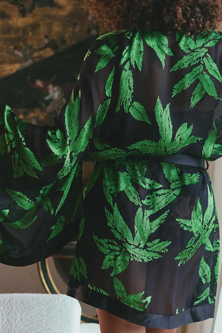 Marjolaine - Jeune Seiden Kimono - Schwarz Grün
