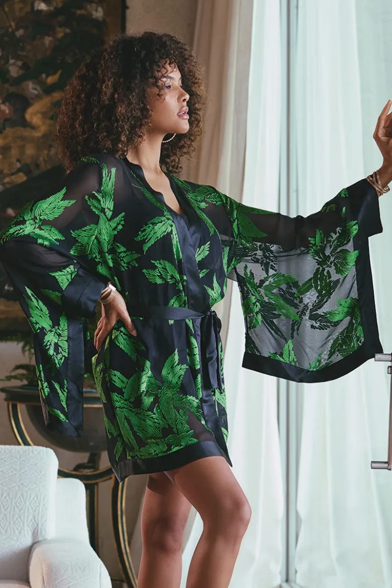 Marjolaine - Jeune Seiden Kimono - Schwarz Grün