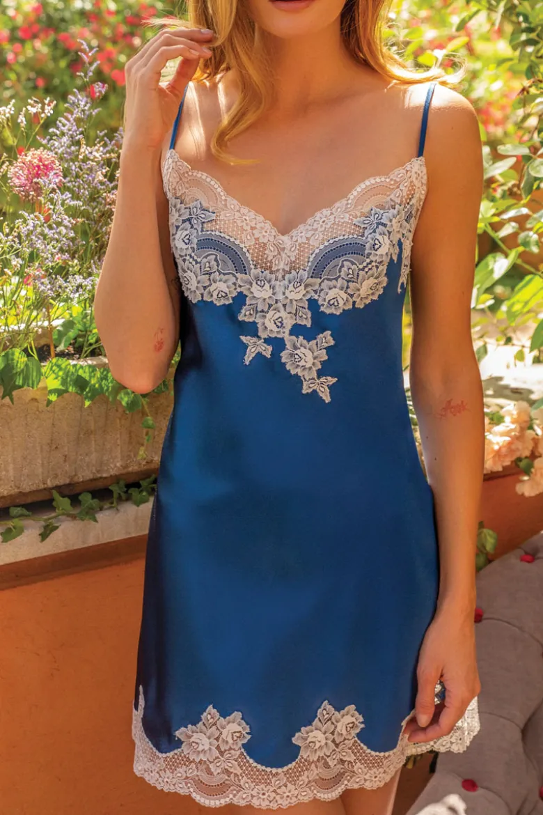 Marjolaine - Seiden Neglige - Blau