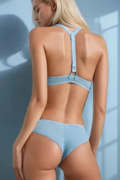 Marlies Dekkers - Gloria Brazilian Butterfly Slip - Airy Blue Gold Pinstripe