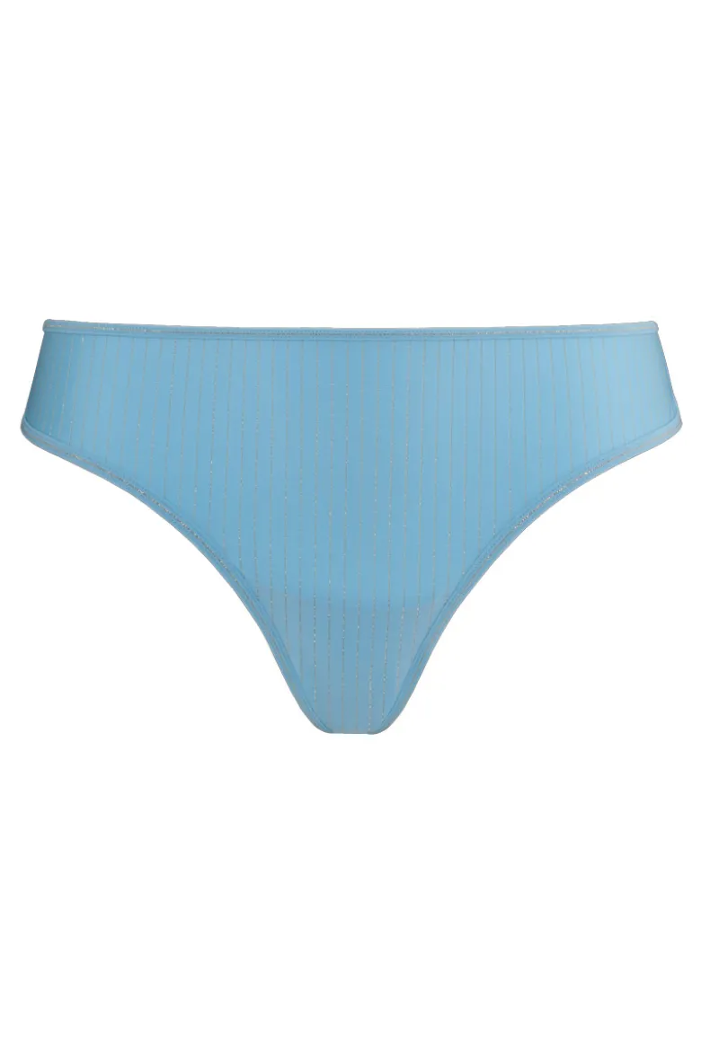 Marlies Dekkers - Gloria Brazilian Butterfly Slip - Airy Blue Gold Pinstripe